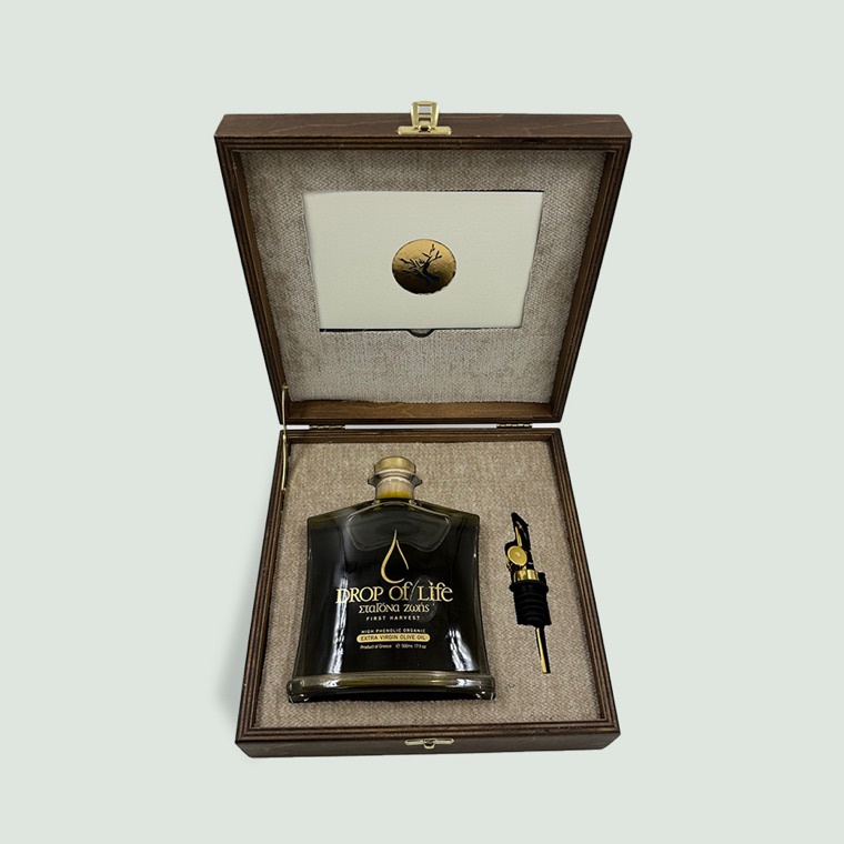 Drop of Life Limited Reserve olive oil in wooden case