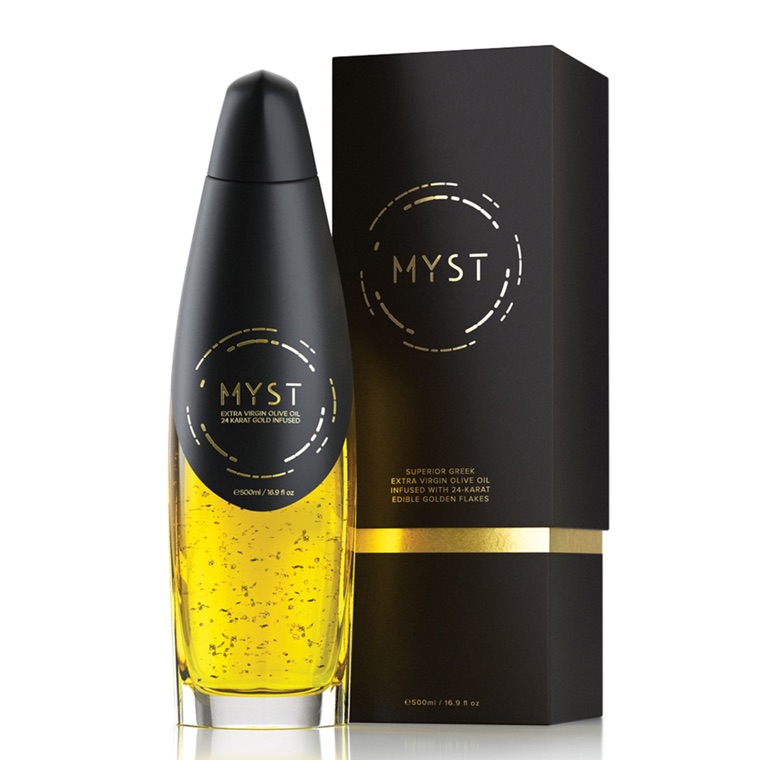 MYST 24 Karat Gold olive oil bottle and box