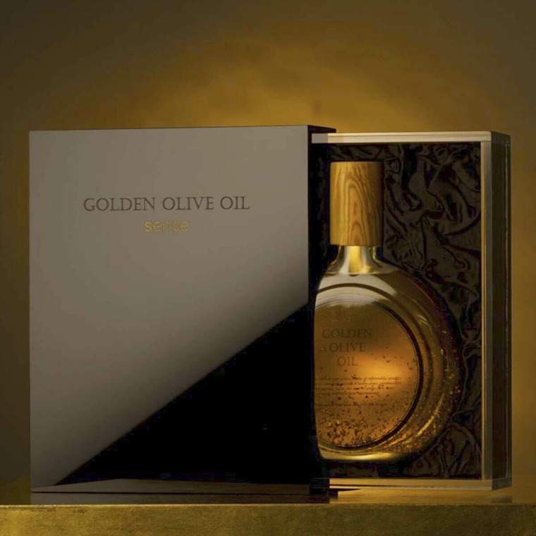 Golden Olive Oil Sense bottle in presentation box